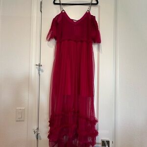 ASOS Vibrant Pink Cold Shoulder Dress